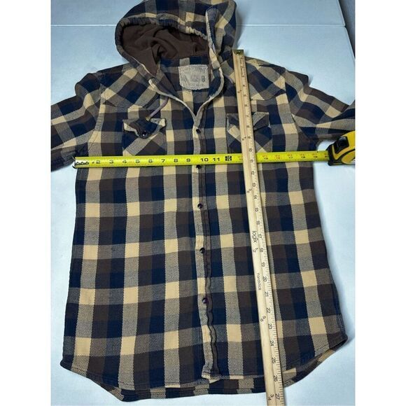 Samurai Surfer Men’s Hooded Embroidered Flannel Shirt Plaid Size M - Picture 10 of 13